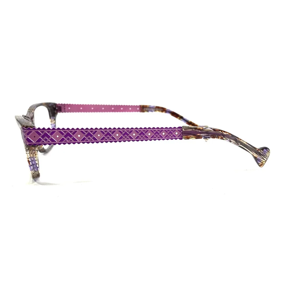BOZ Eyeglasses Frames ZIGGY 7282 Brown Marble Purple Argyle Arms 53-15-137